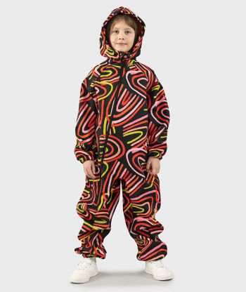 Waterproof Softshell Overall Comfy Svart Regnbåge Jumpsuit