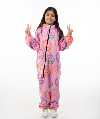 Polar Fleece Jumpsuit Smiley Flower
