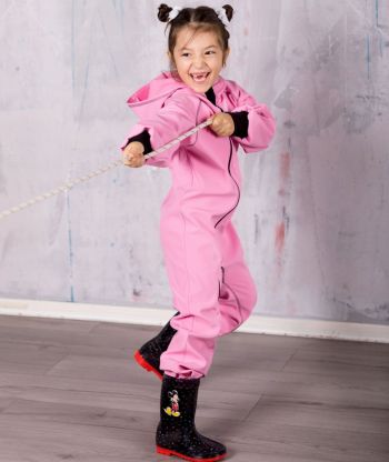 Waterproof Softshell Overall Comfy Pink Jumpsuit
