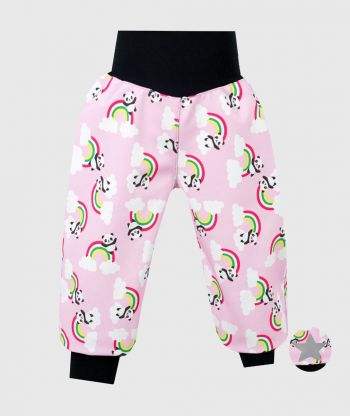 Waterproof Softshell Pants Panda And Rainbows Pink